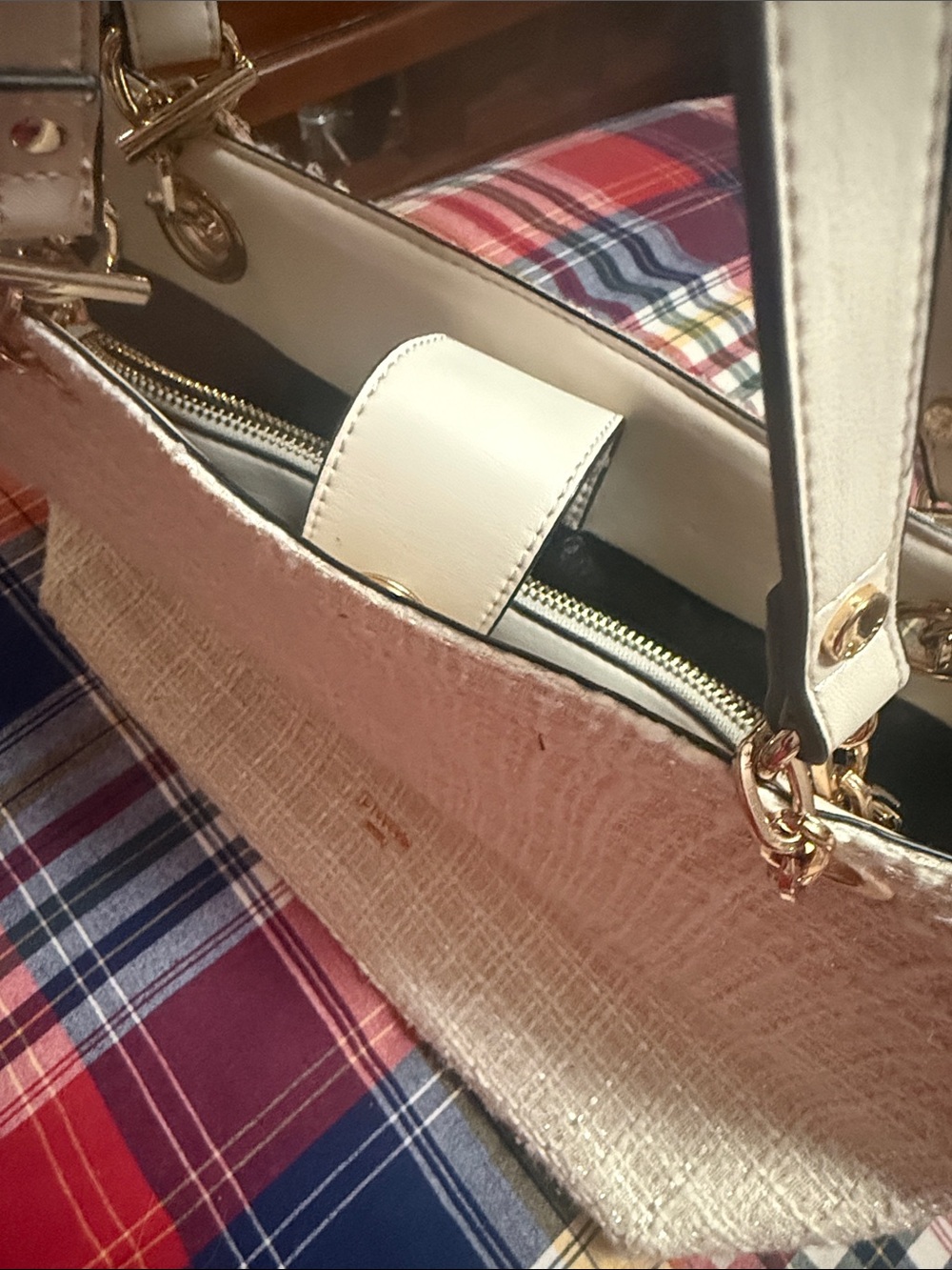 Dune London Cream Woven Tote with Gold Hardware - Picture 8 of 9